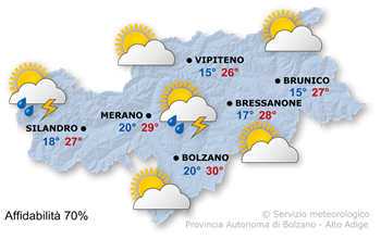 Sole, nubi e qualche temporale
